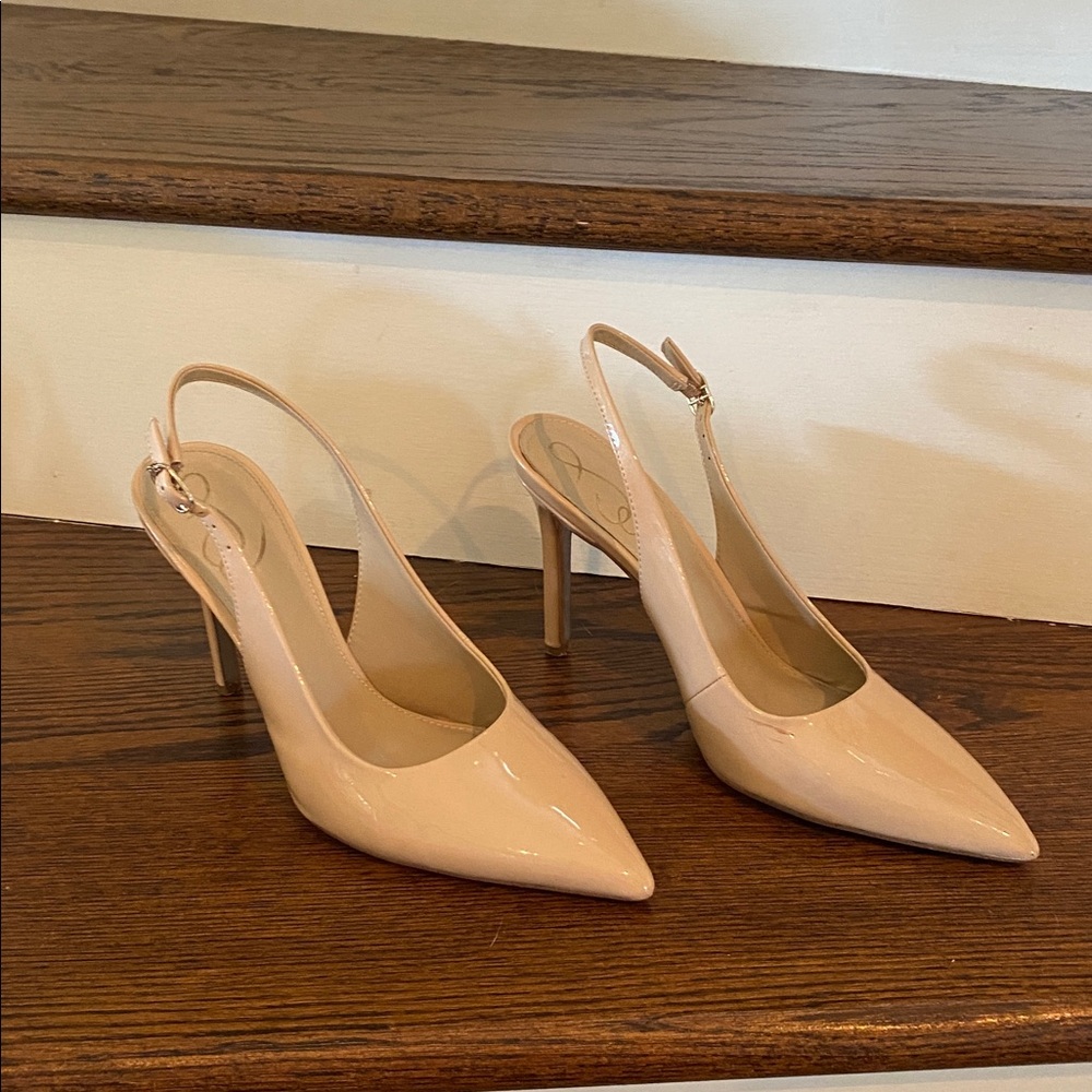 Sam Edelman Nude Patent Leather Slingback Heels - Picture 3 of 5